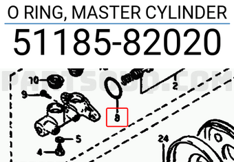 Suzuki 5118582020 O RING, MASTER CYLINDER