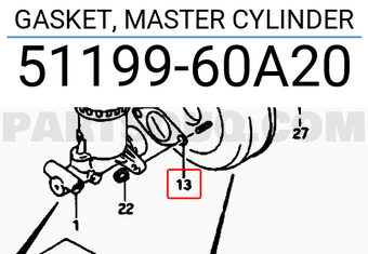 Suzuki 5119960A20 GASKET, MASTER CYLINDER