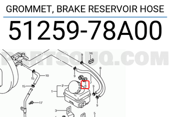 Suzuki 5125978A00 GROMMET, BRAKE RESERVOIR HOSE