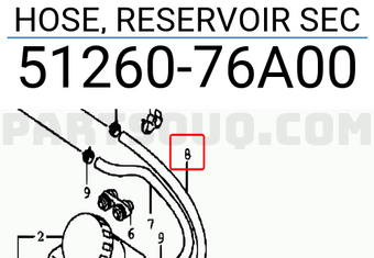 Suzuki 5126076A00 HOSE, RESERVOIR SEC