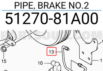 Suzuki 5127081A00 PIPE, BRAKE NO.2