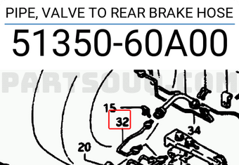 Suzuki 5135060A00 PIPE, VALVE TO REAR BRAKE HOSE