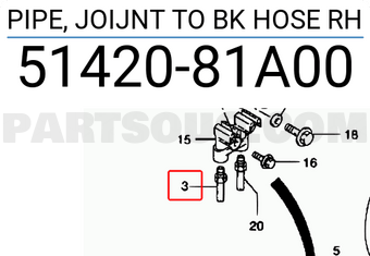 Suzuki 5142081A00 PIPE, JOIJNT TO BK HOSE RH