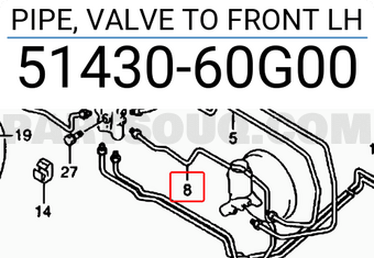 Suzuki 5143060G00 PIPE, VALVE TO FRONT LH