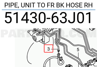 Suzuki 5143063J01 PIPE, UNIT TO FR BK HOSE RH