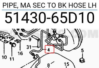 Suzuki 5143065D10 PIPE, MA SEC TO BK HOSE LH