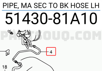 Suzuki 5143081A10 PIPE, MA SEC TO BK HOSE LH