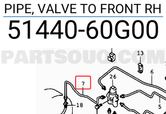 Suzuki 5144060G00 PIPE, VALVE TO FRONT RH