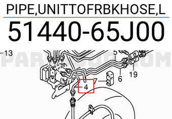 Suzuki 5144065J00 PIPE,UNITTOFRBKHOSE,L