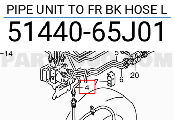Suzuki 5144065J01 PIPE UNIT TO FR BK HOSE L