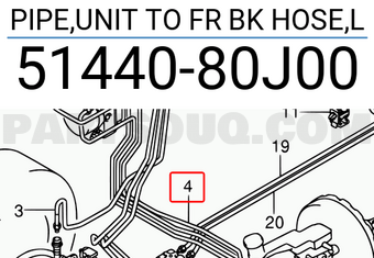 Suzuki 5144080J00 PIPE,UNIT TO FR BK HOSE,L
