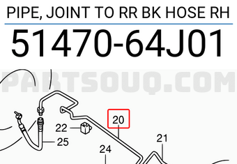 Suzuki 5147064J01 PIPE, JOINT TO RR BK HOSE RH