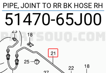 Suzuki 5147065J00 PIPE, JOINT TO RR BK HOSE RH