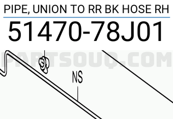 Suzuki 5147078J01 PIPE, UNION TO RR BK HOSE RH