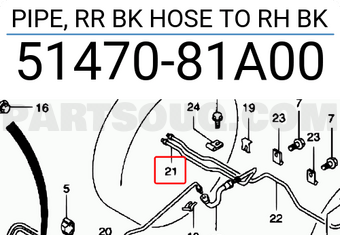 Suzuki 5147081A00 PIPE, RR BK HOSE TO RH BK