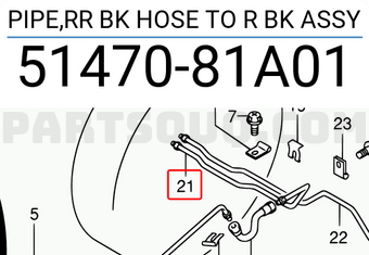 Suzuki 5147081A01 PIPE,RR BK HOSE TO R BK ASSY