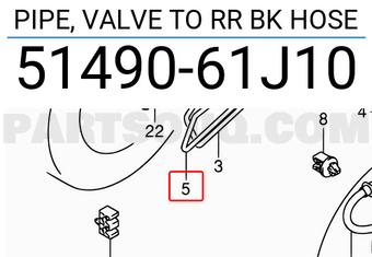Suzuki 5149061J10 PIPE, VALVE TO RR BK HOSE
