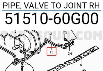 Suzuki 5151060G00 PIPE, VALVE TO JOINT RH