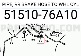 Suzuki 5151076A10 PIPE, RR BRAKE HOSE TO WHL CYL