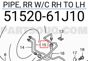 Suzuki 5152061J10 PIPE, RR W/C RH TO LH
