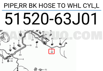 Suzuki 5152063J01 PIPE,RR BK HOSE TO WHL CYL,L