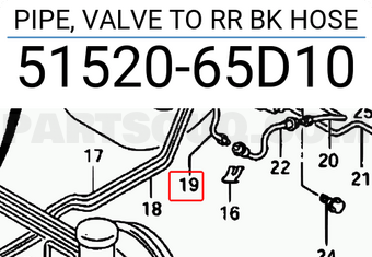 Suzuki 5152065D10 PIPE, VALVE TO RR BK HOSE