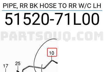 Suzuki 5152071L00 PIPE, RR BK HOSE TO RR W/C LH