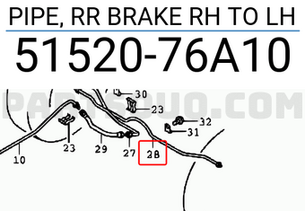 Suzuki 5152076A10 PIPE, RR BRAKE RH TO LH