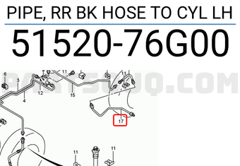 Suzuki 5152076G00 PIPE, RR BK HOSE TO CYL LH