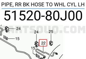 Suzuki 5152080J00 PIPE, RR BK HOSE TO WHL CYL LH