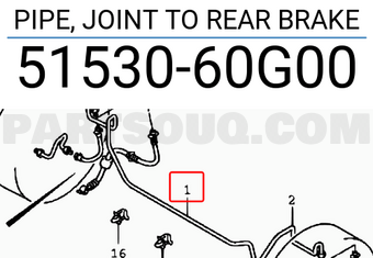 Suzuki 5153060G00 PIPE, JOINT TO REAR BRAKE