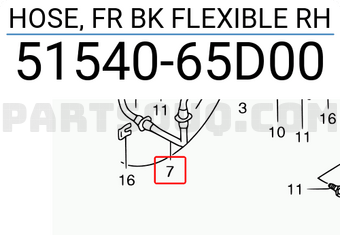 Suzuki 5154065D00 HOSE, FR BK FLEXIBLE RH