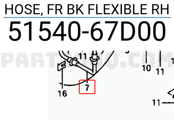 Suzuki 5154067D00 HOSE, FR BK FLEXIBLE RH