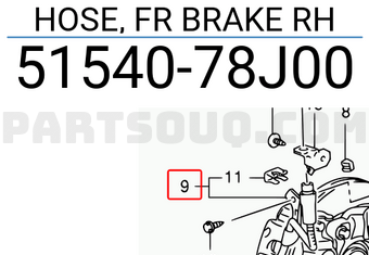 Suzuki 5154078J00 HOSE, FR BRAKE RH