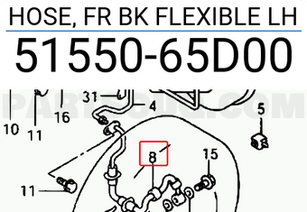 Suzuki 5155065D00 HOSE, FR BK FLEXIBLE LH
