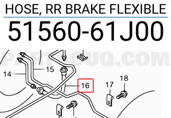 Suzuki 5156061J00 HOSE, RR BRAKE FLEXIBLE