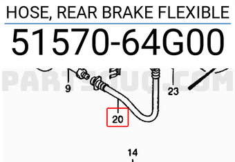 Suzuki 5157064G00 HOSE, REAR BRAKE FLEXIBLE