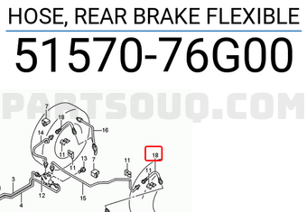Suzuki 5157076G00 HOSE, REAR BRAKE FLEXIBLE