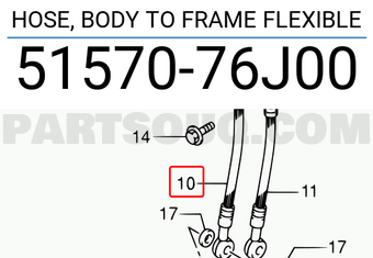 Suzuki 5157076J00 HOSE, BODY TO FRAME FLEXIBLE