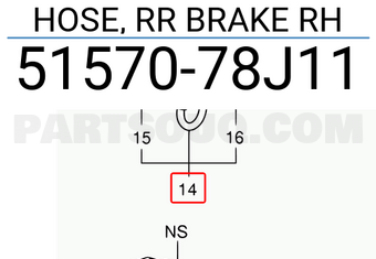 Suzuki 5157078J11 HOSE, RR BRAKE RH