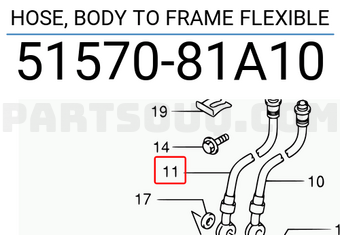 Suzuki 5157081A10 HOSE, BODY TO FRAME FLEXIBLE