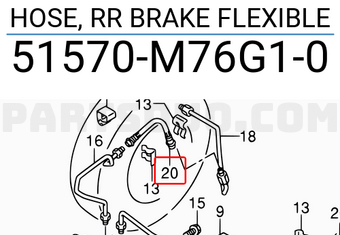 Suzuki 51570M76G10 HOSE, RR BRAKE FLEXIBLE