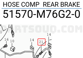 Suzuki 51570M76G20 HOSE COMP REAR BRAKE