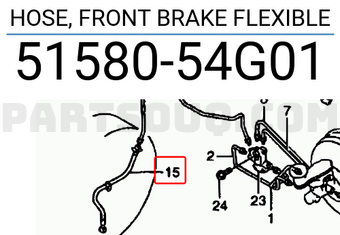 Suzuki 5158054G01 HOSE, FRONT BRAKE FLEXIBLE