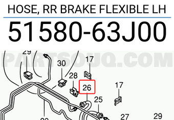 Suzuki 5158063J00 HOSE, RR BRAKE FLEXIBLE LH