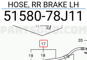 Suzuki 5158078J11 HOSE, RR BRAKE LH
