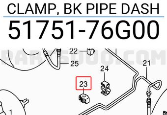 Suzuki 5175176G00 CLAMP, BK PIPE DASH