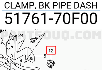 Suzuki 5176170F00 CLAMP, BK PIPE DASH
