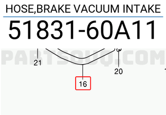 Suzuki 5183160A11 HOSE,BRAKE VACUUM INTAKE