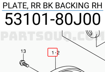 Suzuki 5310180J00 PLATE, RR BK BACKING RH